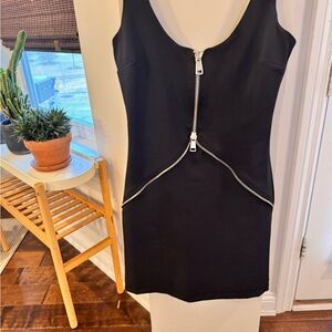 Zara Black Mini Dress with Zipper Accents